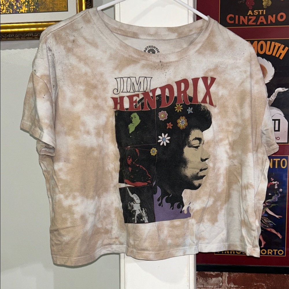 Jimi Hendrix Tie-Dye Crop Tee - Brown/Beige